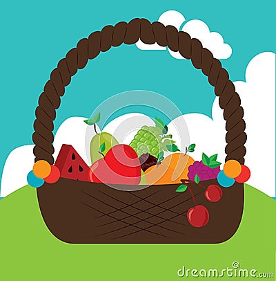 Basket fruits design Vector Illustration