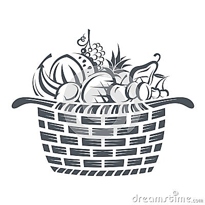 Basket with fruits Vector Illustration