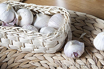 Basket ful of garlic Stock Photo