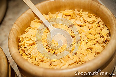 Basket full with Cornflakes Stock Photo