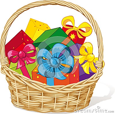 Basket full of gifts Vector Illustration