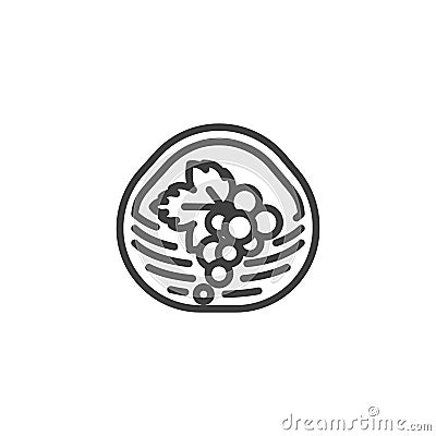 Basket with grapes line icon Vector Illustration