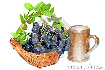 Basket grapes Stock Photo