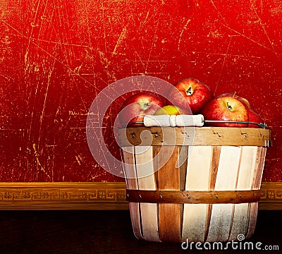 Basket Of Healthy Farm Fresh Fruit - Red Delicious Stock Photo