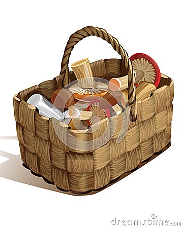 Basket with mushrooms Vector Illustration