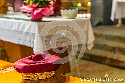 Basket for the offertory Stock Photo