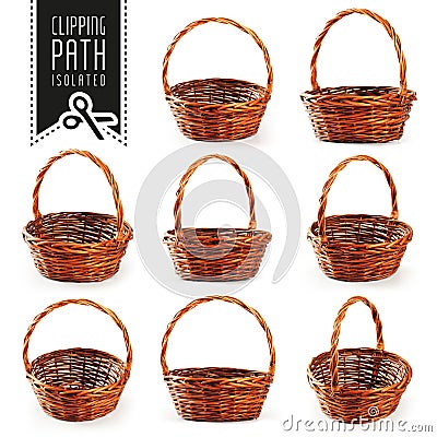 Basket set with clipping path Stock Photo