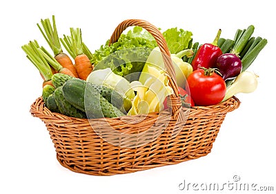 Basket with various fresh vegetables Stock Photo