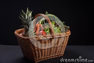 Basket with vegetables and fruits Stock Photo