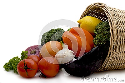 Basket from which vegetables Stock Photo