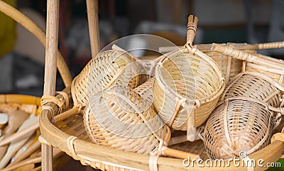 Basket wicker of Thai hand craft Stock Photo