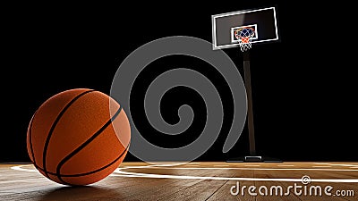 Basketball Arena with basketball ball Stock Photo