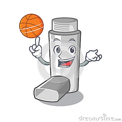 With basketball asthma inhaler in the cartoon shape Vector Illustration
