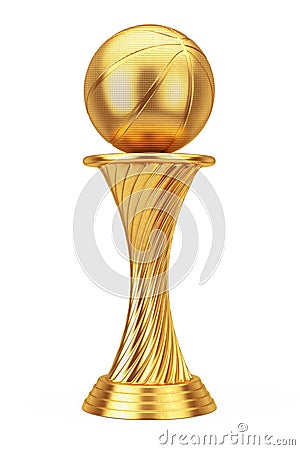 Basketball Award Concept. Golden Award Trophy Basketball Ball. 3 Stock Photo