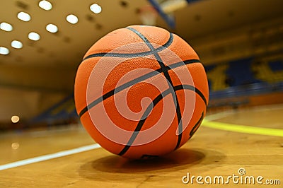 Official basketball ball of the match Editorial Stock Photo