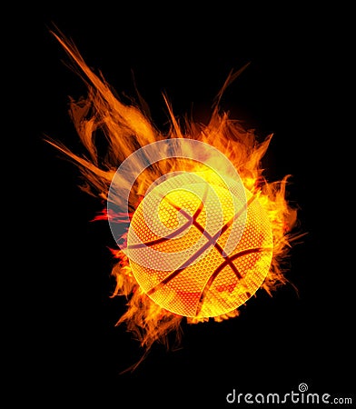 Basketball Ball on Fire Vector Illustration