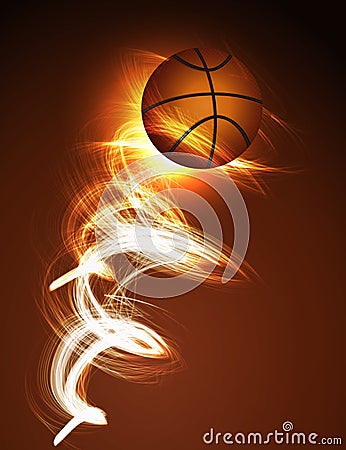 Basketball ball on fire Stock Photo