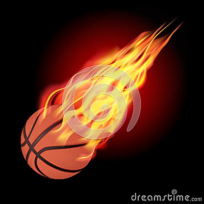 Basketball ball in fire Vector Illustration