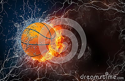 Basketball ball in fire and water Stock Photo