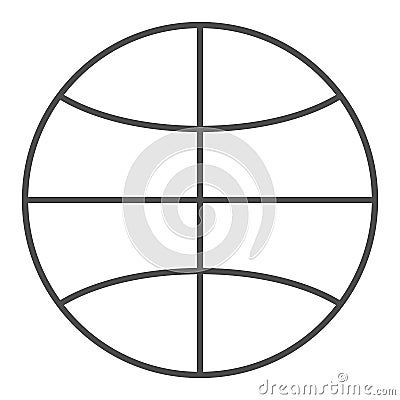 Basketball ball thin line icon. Sport ball vector illustration isolated on white. Game equipment outline style design Vector Illustration