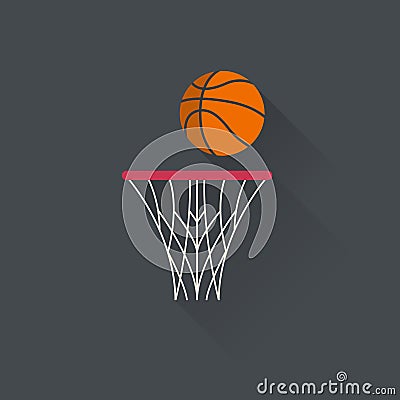 Basketball basket with a ball. Vector Illustration