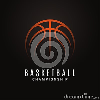 Basketball championship logo. Ball on black object Vector Illustration