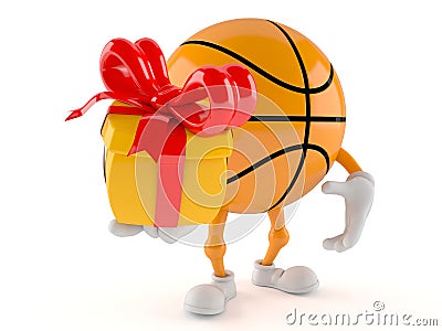 Basketball character holding gift Stock Photo