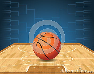 Basketball Court and Ball Tournament Illustration Vector Illustration