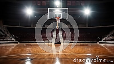 Basketball court, Empty basketball arena with dramatic lighting Stock Photo