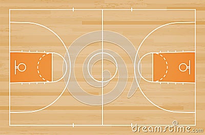 Basketball court floor with line on wood pattern texture background. Basketball field. Vector Vector Illustration