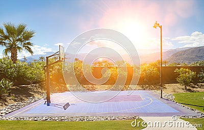 Basketball court in hot sunshine Stock Photo