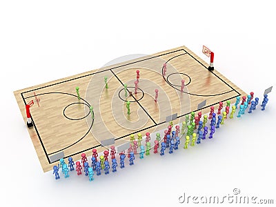 Basketball Court With Players And Spectators №3 Stock Illustration