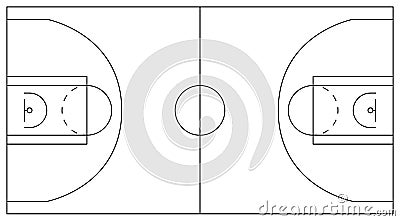 Basketball court. Scheme of plots and zones: center circle Vector Illustration