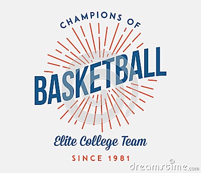 Basketball elite college team vector illustration Cartoon Illustration