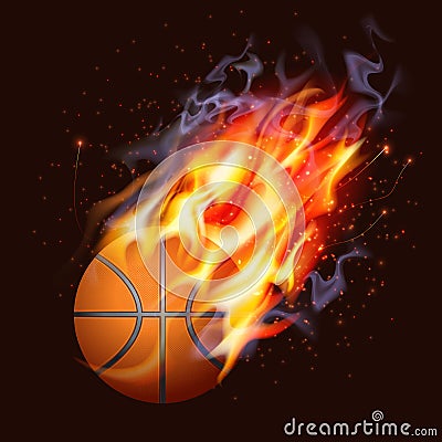 Basketball On Fire Vector Illustration