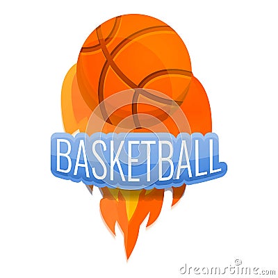 Basketball fire ball logo, cartoon style Vector Illustration