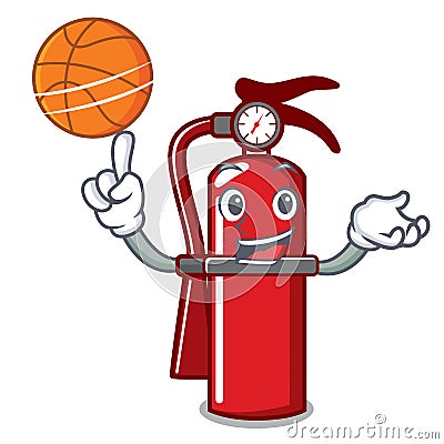With basketball fire extinguisher character cartoon Vector Illustration