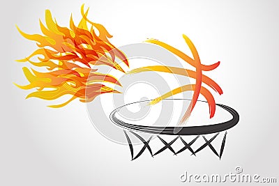 Basketball fire flames icon Vector Illustration