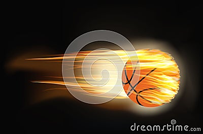 Basketball on fire Cartoon Illustration