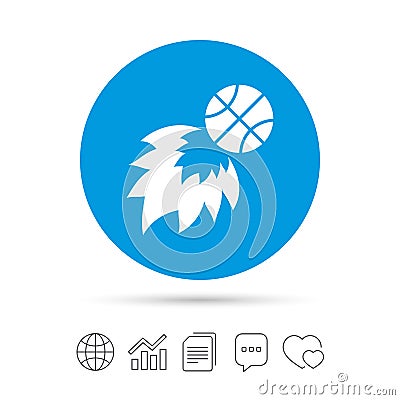 Basketball fireball sign icon. Sport symbol. Vector Illustration