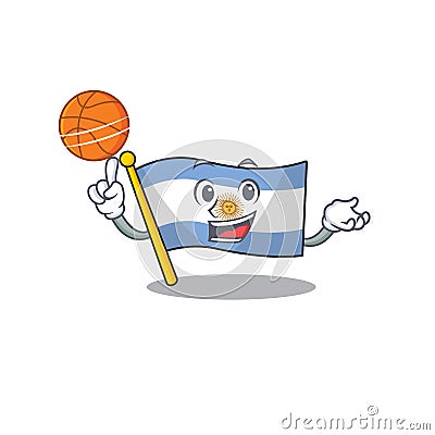 With basketball flag argentina cartoon the shaped mascot Vector Illustration