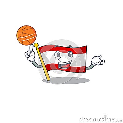 With basketball flag austria isolated with the mascot Vector Illustration