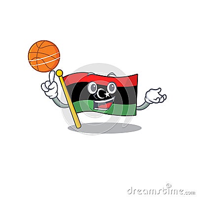 With basketball flag libya mascot shaped on character Vector Illustration