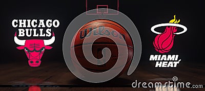 Basketball game - Chicago Bulls Vs Miami Heat Editorial Stock Photo