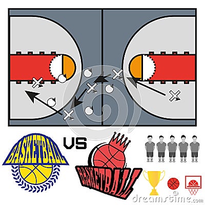 Basketball Game Objects Icons Vector Illustration