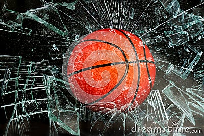 Basketball through glass. Stock Photo