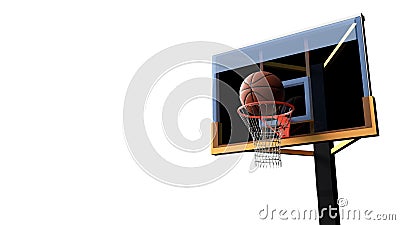 Basketball going into hoop on white isolated background. Sport a Cartoon Illustration