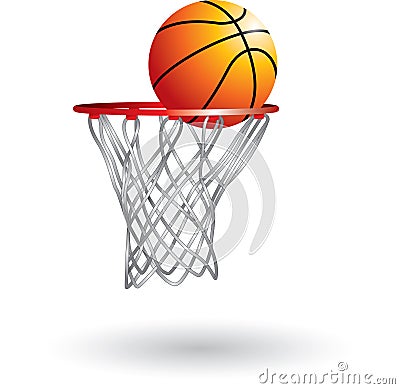 Basketball going into net Vector Illustration