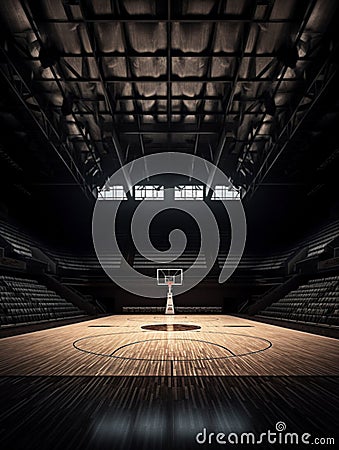 Basketball hall with epmty stands, created with generative AI Stock Photo