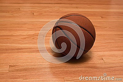 Basketball on the hardwood Stock Photo